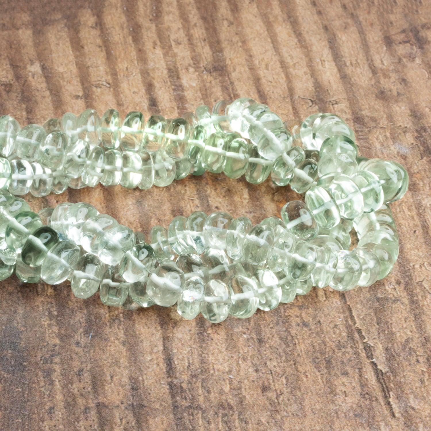 8-9mm Prasiolite Plain Rondelles 15 inch 85 beads - The Bead Traders