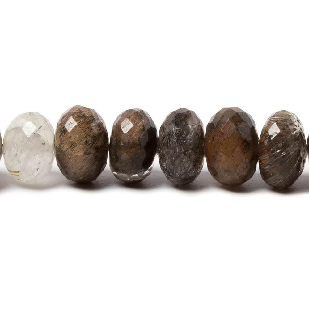 8-9mm Rutilated Quartz Faceted Rondelles 16 inch 78 pieces - The Bead Traders