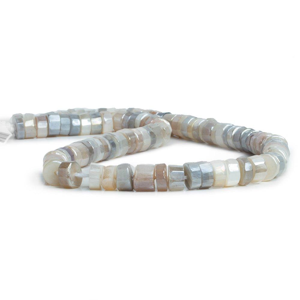 8-9mm Silver Mystic Multi Moonstone faceted heishi beads 12.75 inch 71 pieces - The Bead Traders