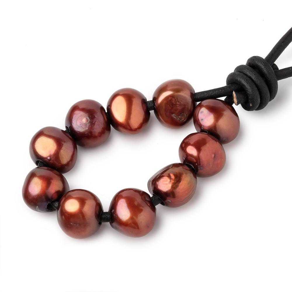 8.5-10.5mm Saffron Brown Baroque 2.5mm large hole Pearls 10 beads - The Bead Traders