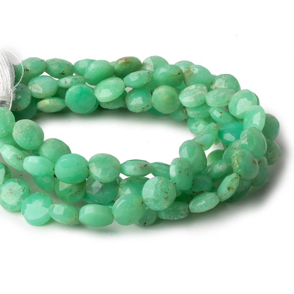 8.5-9.5mm Chrysoprase Faceted Coins 8 inch 23 beads - The Bead Traders