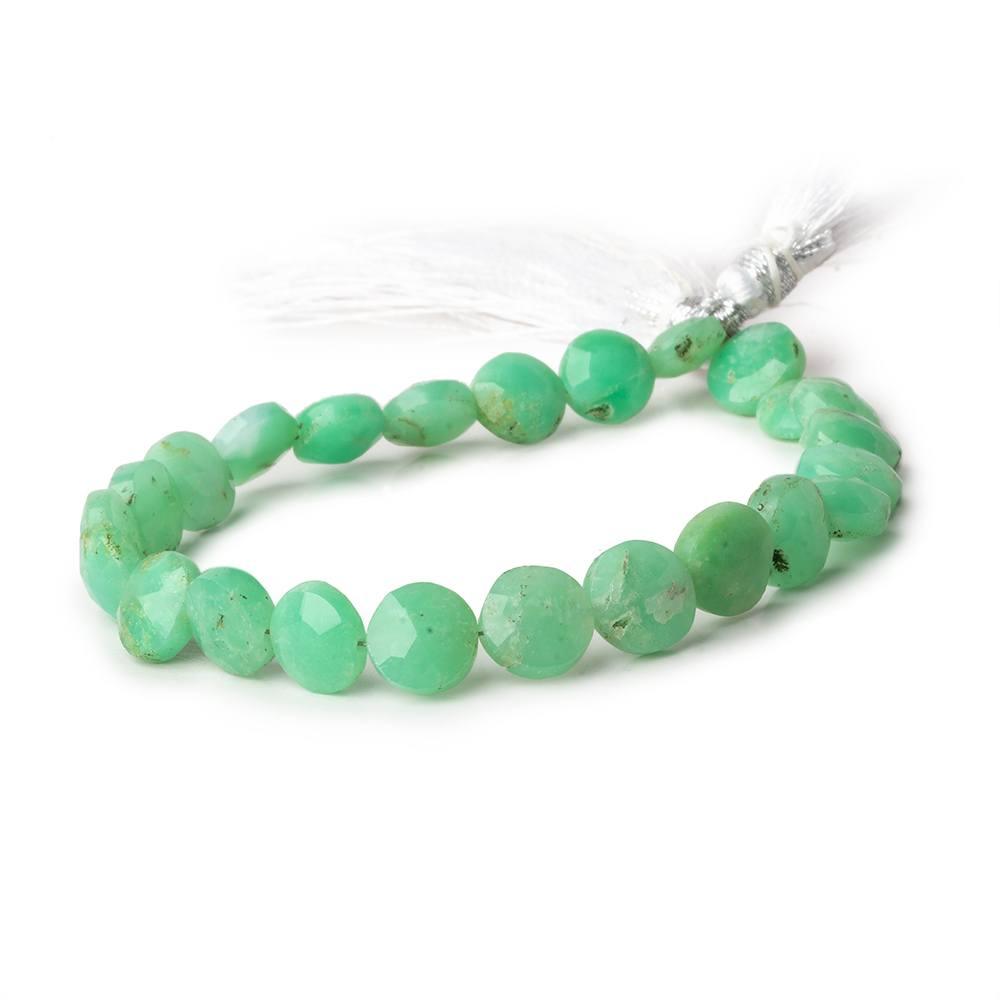 8.5-9.5mm Chrysoprase Faceted Coins 8 inch 23 beads - The Bead Traders