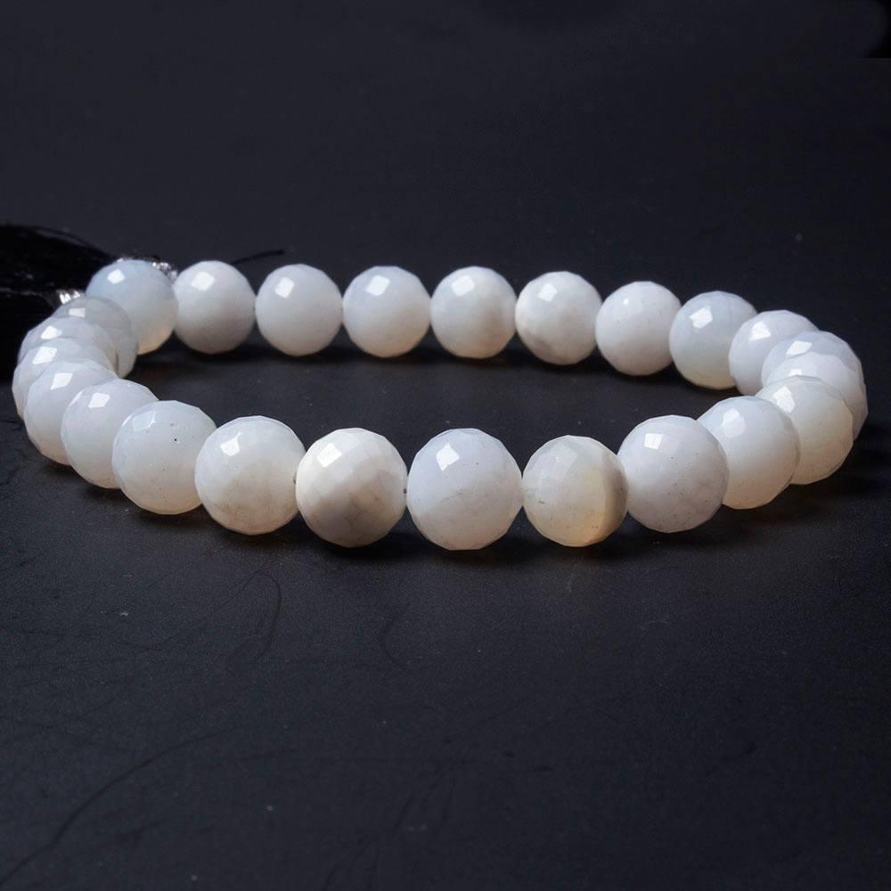 8.5-9mm White Opal faceted round beads 8 inches 23 pieces - The Bead Traders