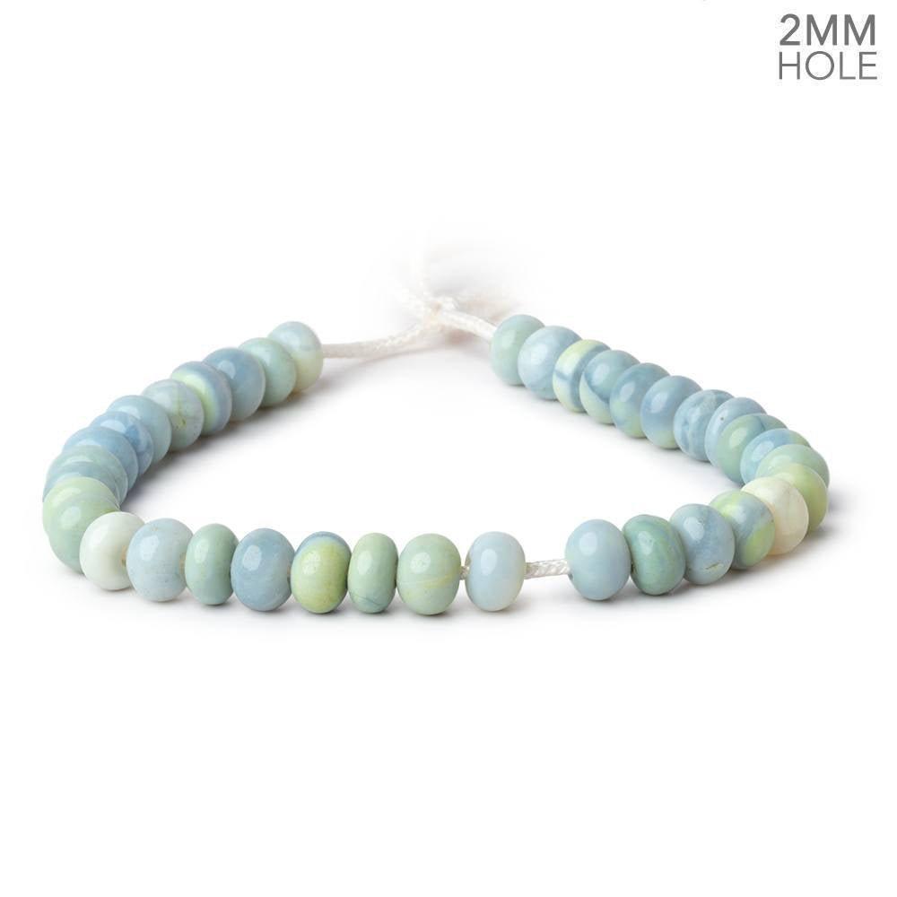 8.5mm Blue & Green Owyhee Opal 2mm Large Hole Plain Rondelles 36 Beads - The Bead Traders