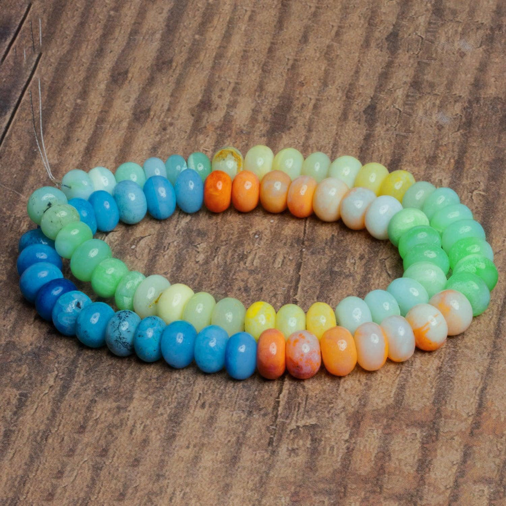 8.5mm Multicolor Opal Plain Rondelles 16 inch 65 beads - The Bead Traders