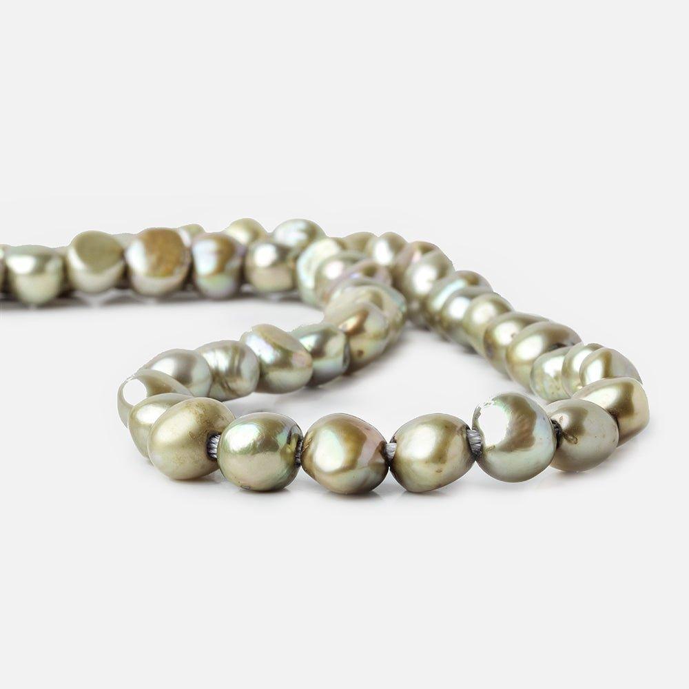 8.5x7.5-10x8mm Grey Green Baroque 2.5mm Large Hole Pearls 15 inch 48 pcs - The Bead Traders