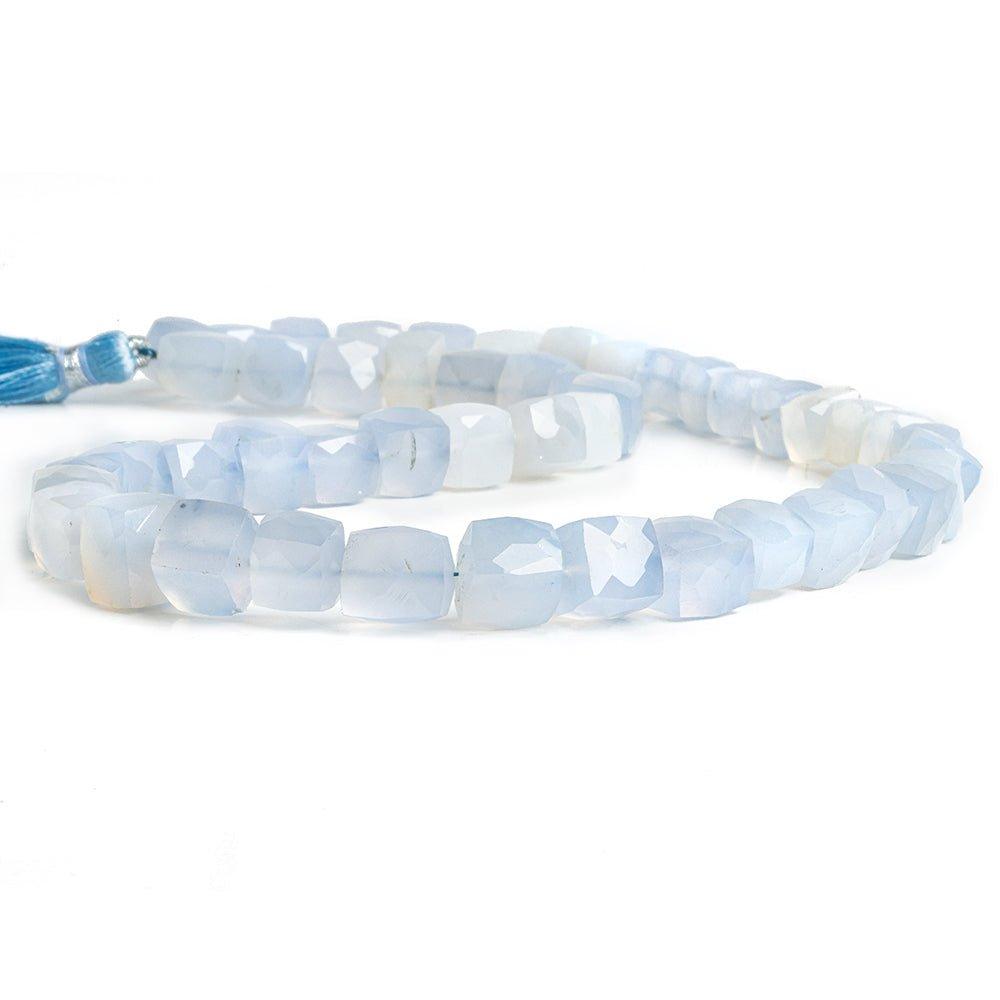 8mm-10mm Turkish Blue Chalcedony Faceted Cube Beads 16 inch 48 pieces - The Bead Traders