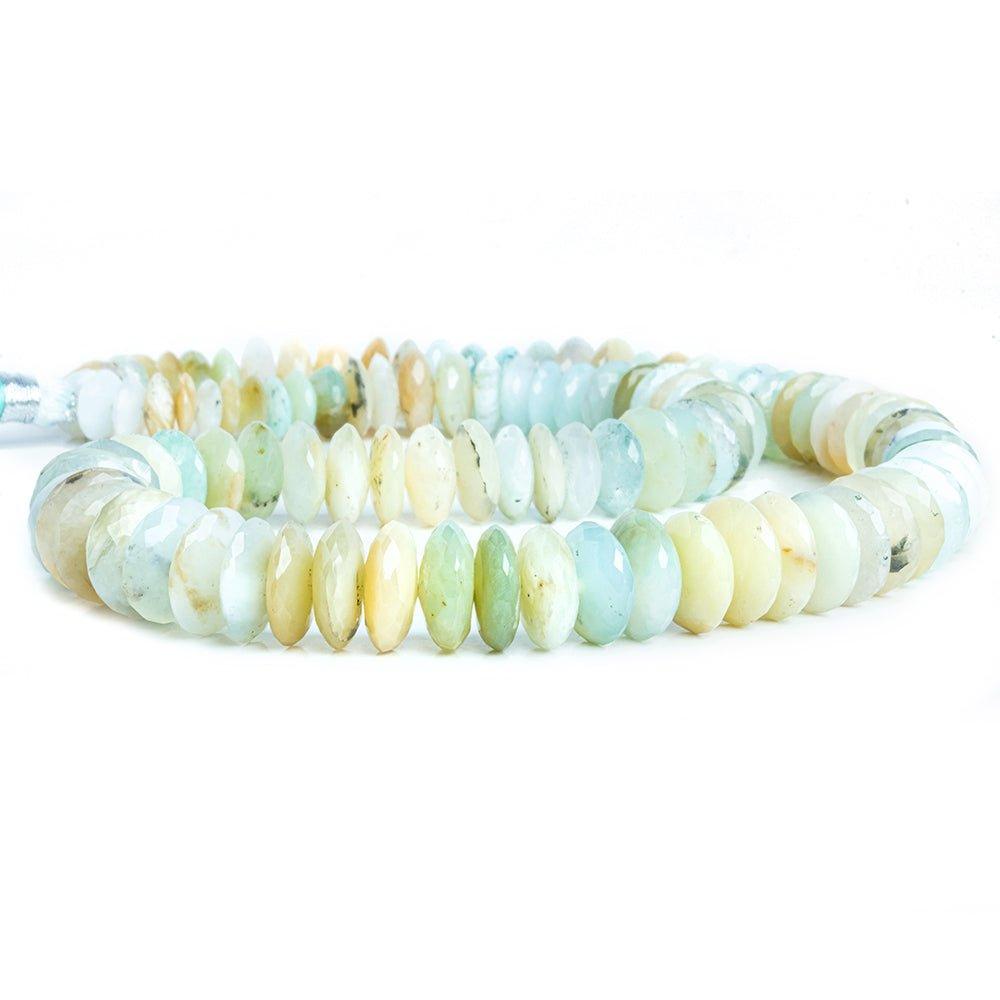 8mm-11mm Blue Peruvian Opal German Cut Faceted Rondelle 16 inch 110 pieces - The Bead Traders