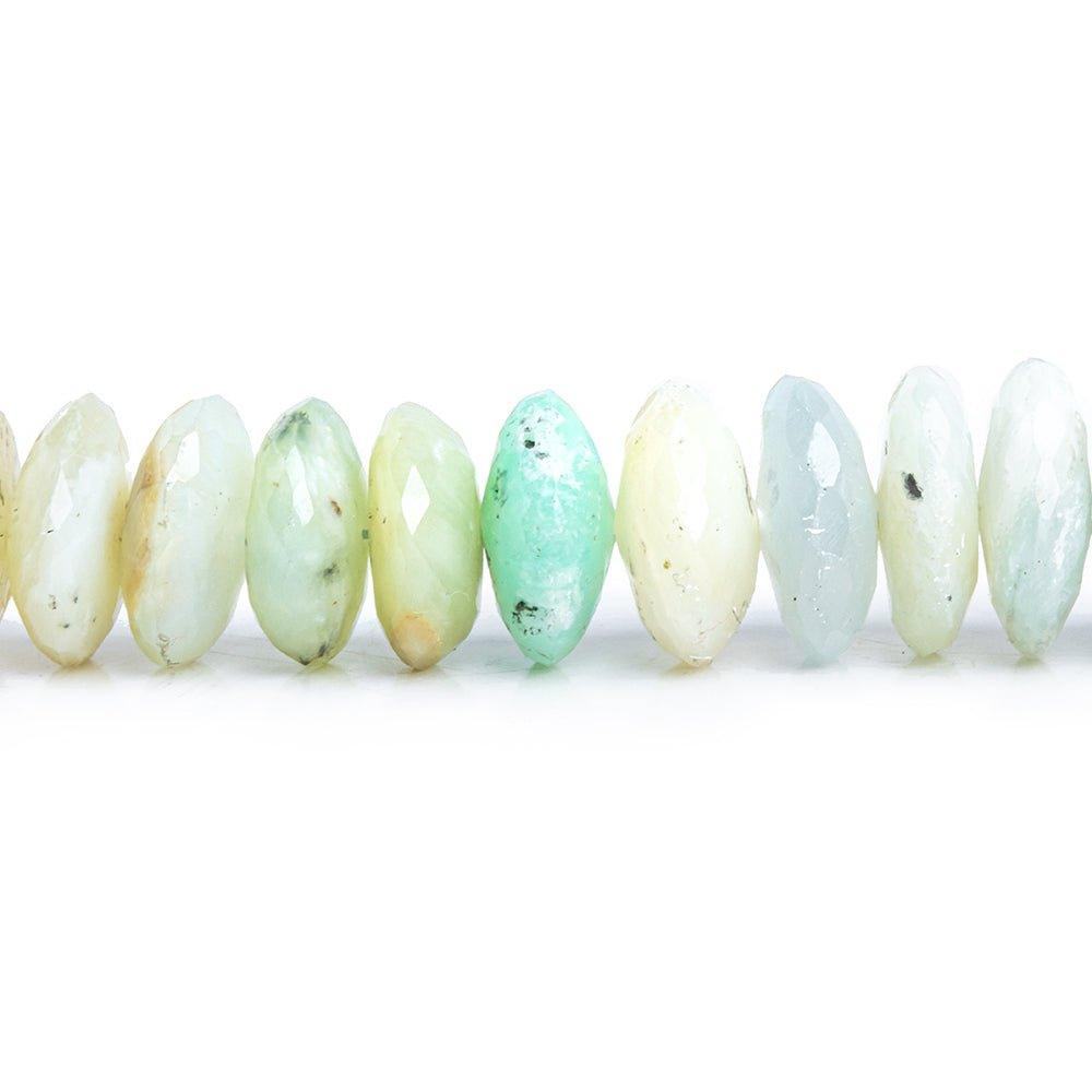 8mm-11mm Blue Peruvian Opal German Cut Faceted Rondelle 16 inch 110 pieces - The Bead Traders