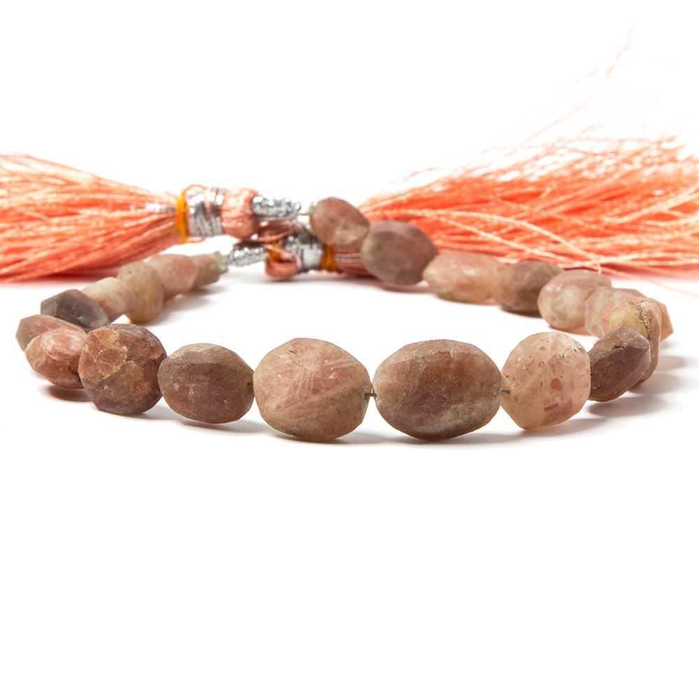 8mm-11mm Frosted Sunstone Plain Oval Beads 8 inch 21 pieces - The Bead Traders
