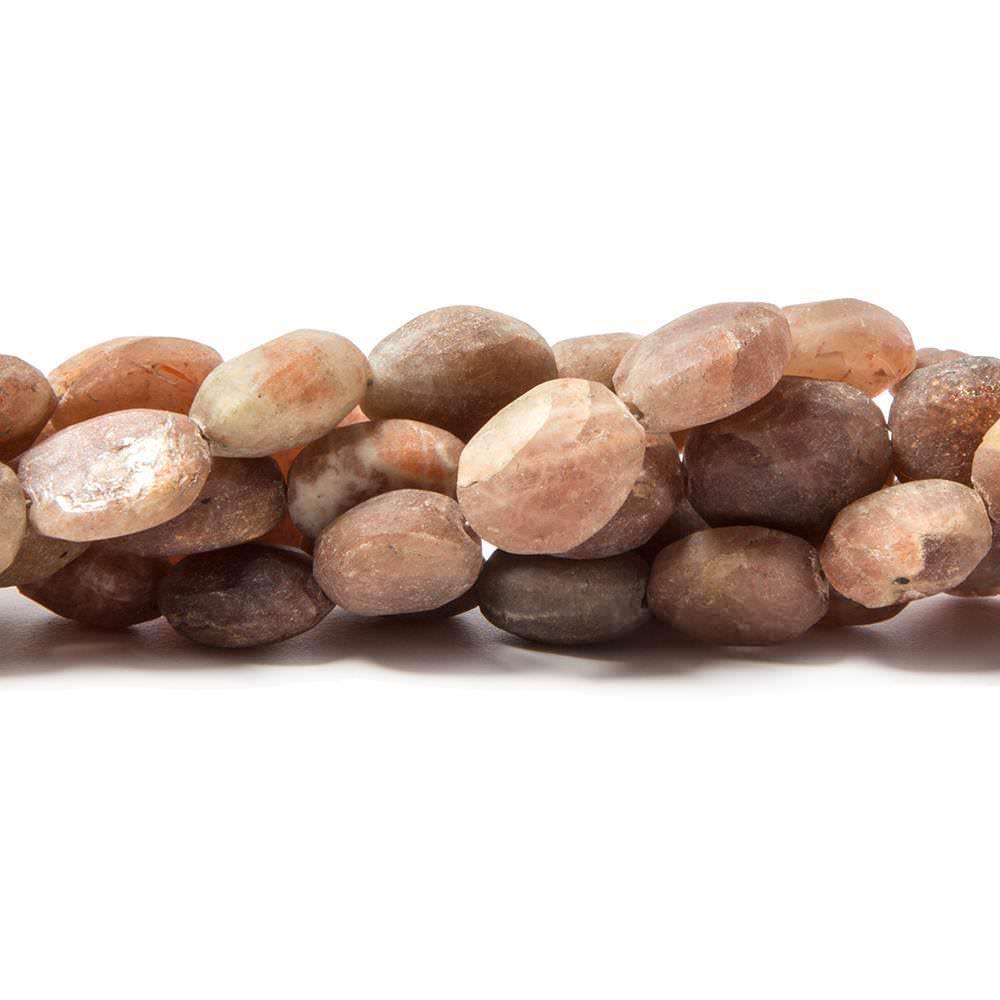 8mm-11mm Frosted Sunstone Plain Oval Beads 8 inch 21 pieces - The Bead Traders