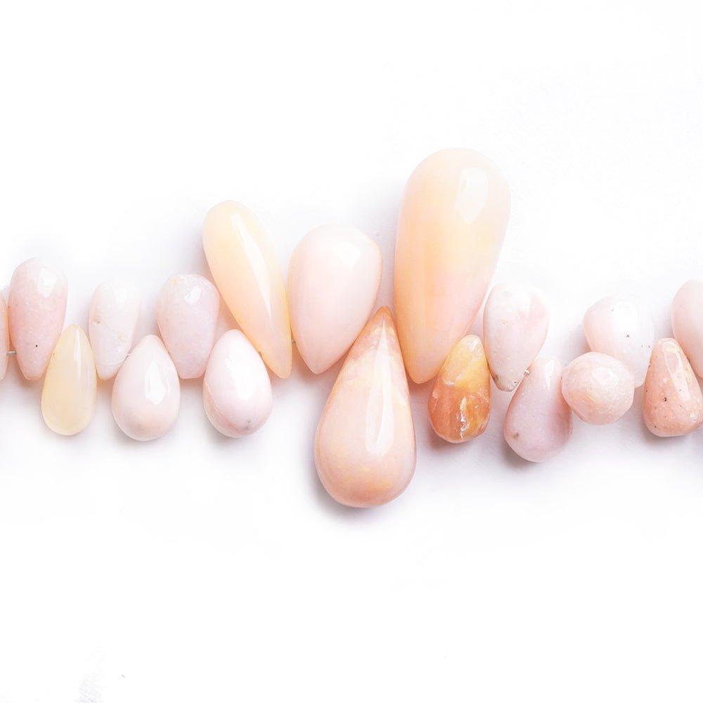 8mm-20mm Pink Peruvian Opal Plain Teardrop Beads 8 inch 53 pieces - The Bead Traders