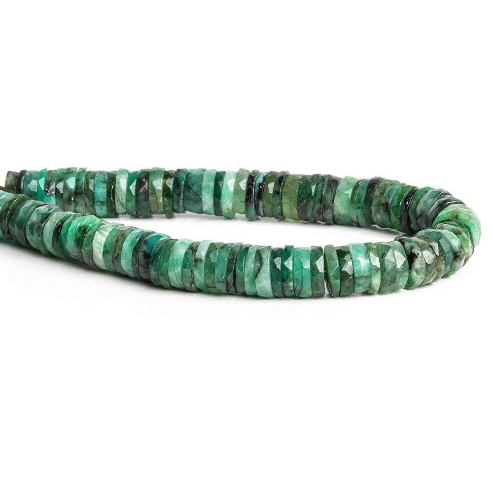 8mm-9mm Emerald Faceted Heishi Beads 8 inch 93 pieces - The Bead Traders