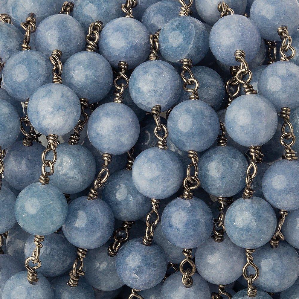 8mm Angelite plain round Black Gold plated Chain by the foot 20 pieces - The Bead Traders