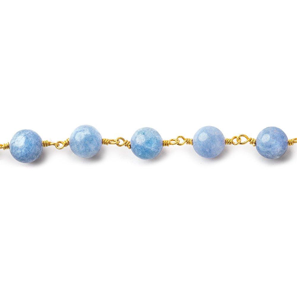 8mm Angelite Plain Round Gold plated Chain by the foot 20 pieces - The Bead Traders