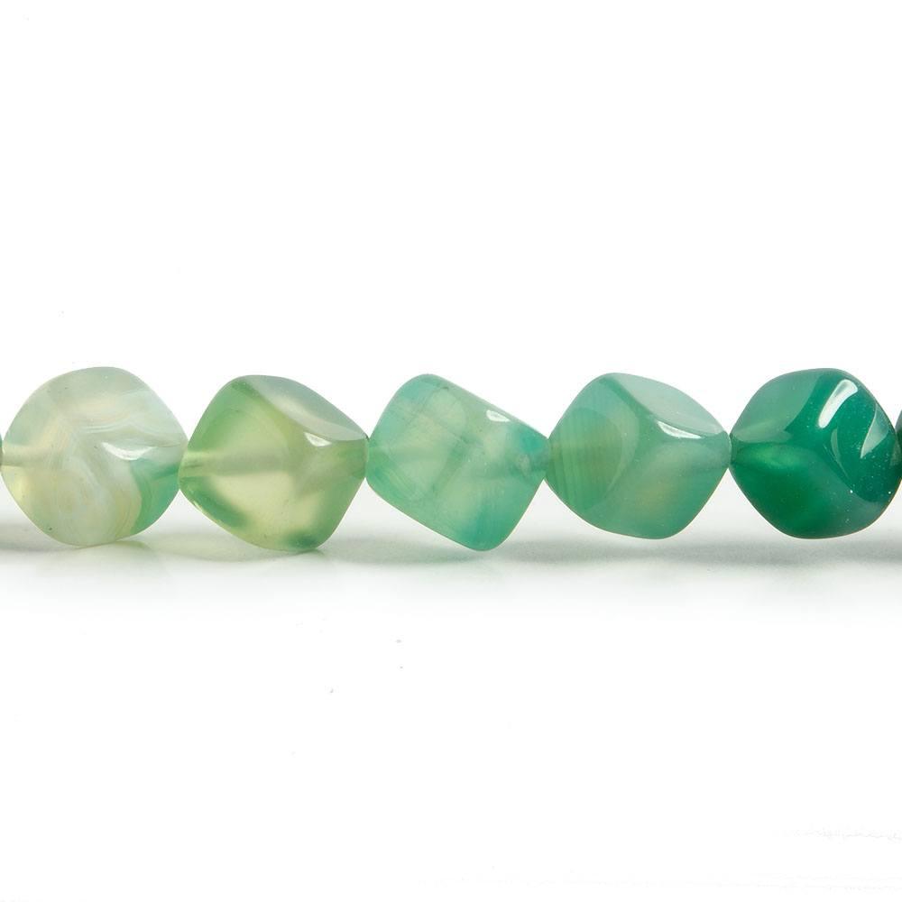 8mm Banded Green Agate corner drilled Cube 15 inch 41 beads - The Bead Traders