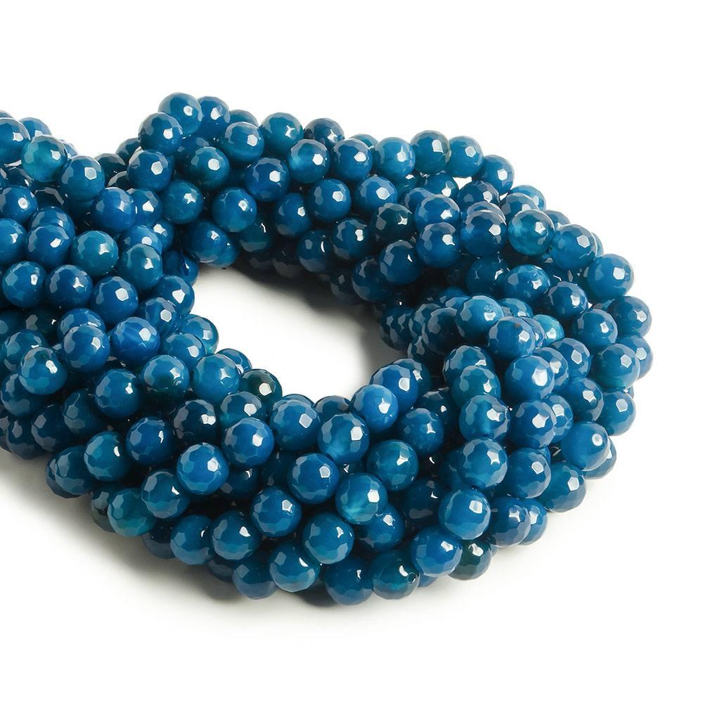 8mm Blue Agate faceted rounds 15 inch 47 beads - The Bead Traders