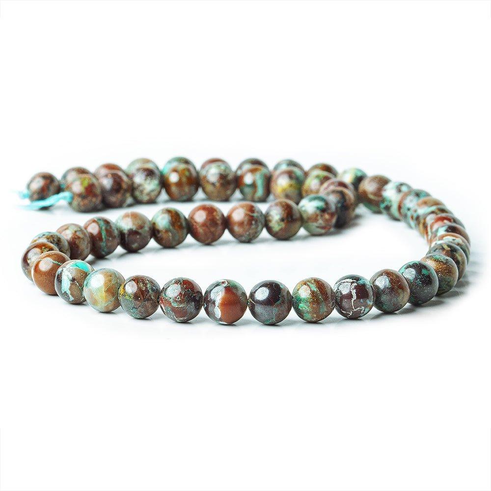 8mm Blue Peruvian Opal & Matrix plain round beads 16 inch 50 pieces - The Bead Traders