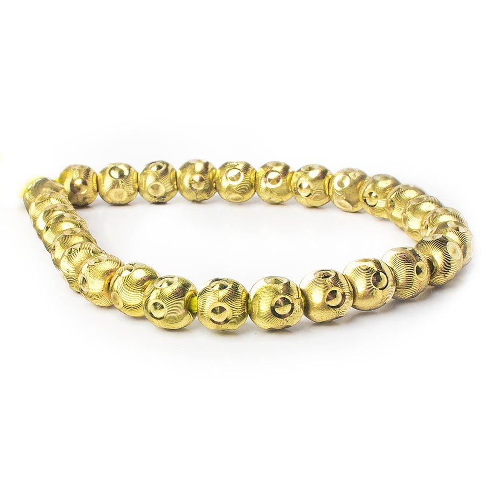 8mm Brass Diamond Cut Wave Circle Round Beads, 8 inch - The Bead Traders