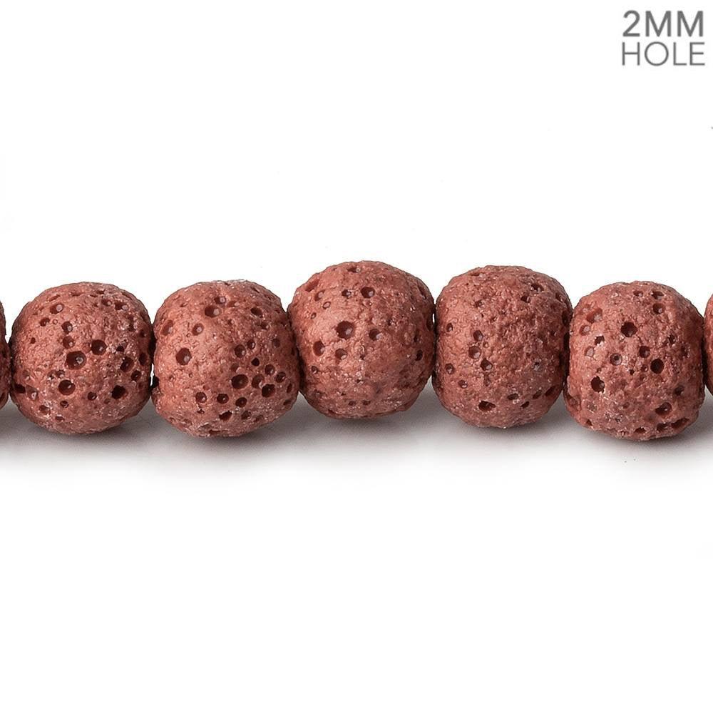 8mm Brick Red Lava Rock plain rounds 16 inch 51 beads - The Bead Traders
