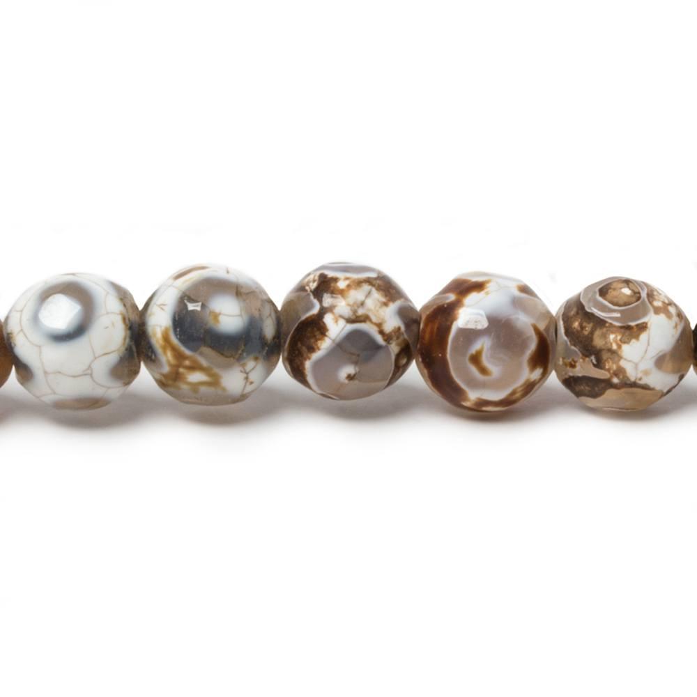 8mm Brown, Grey, & Tan Tibetan Agate faceted rounds 15 inch 47 beads - The Bead Traders
