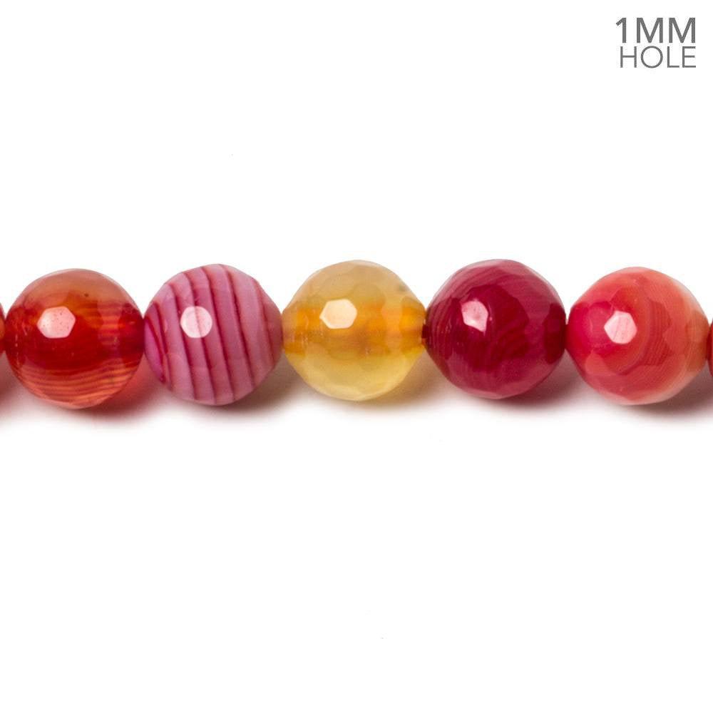 8mm Candy Red Banded Agate faceted Round Beads 15 inch 45 pieces - The Bead Traders