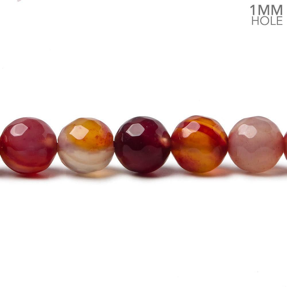 8mm Candy Reds Banded Agate faceted round beads 15 inch 48 pieces - The Bead Traders