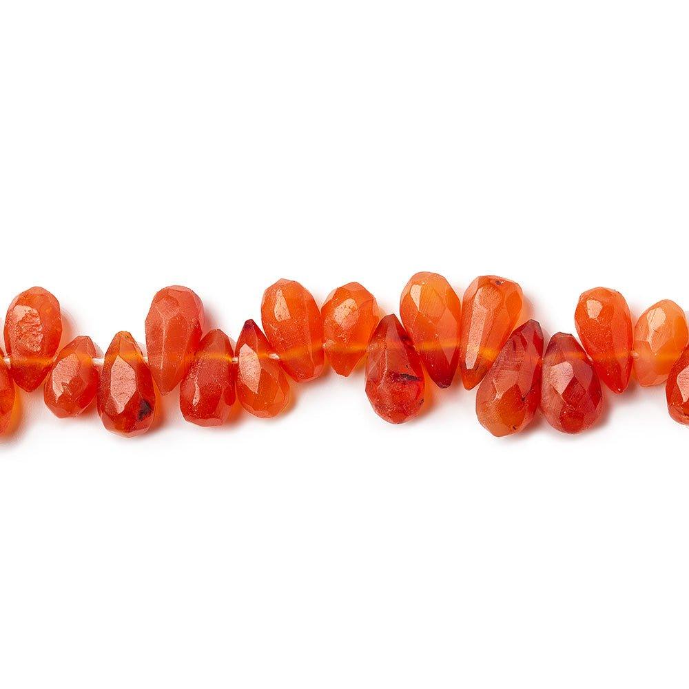 8mm Carnelian Faceted Teardrop Beads, 14 inch - The Bead Traders