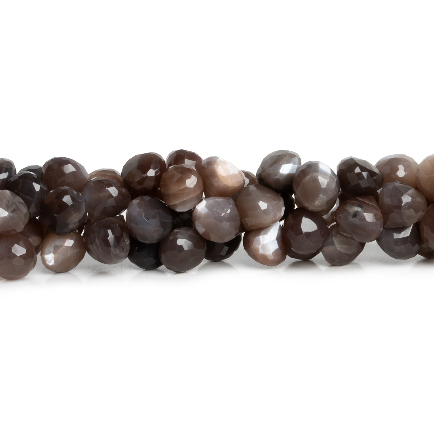 8mm Chocolate Moonstone Faceted Candy Kiss 8 inch 50 beads - The Bead Traders