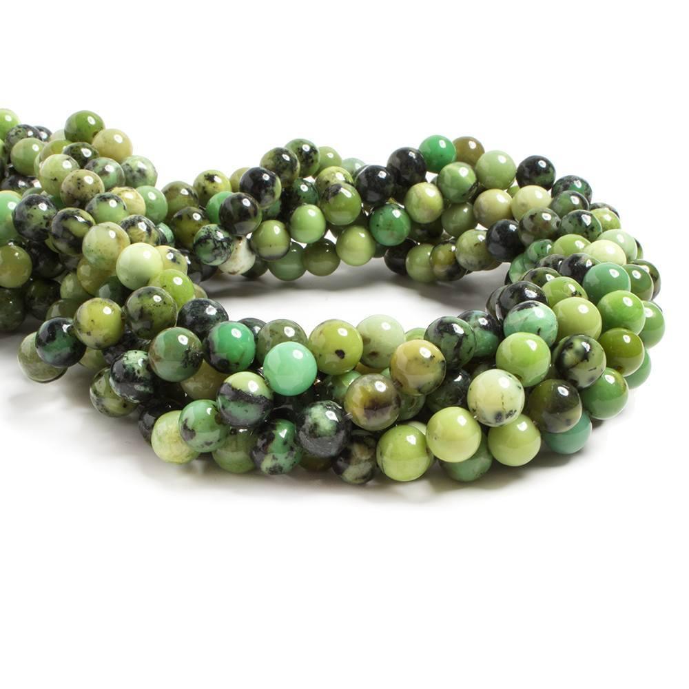 8mm Chrysoprase & Lemon Chrysoprase plain round Beads 15 inch 52 pieces - The Bead Traders