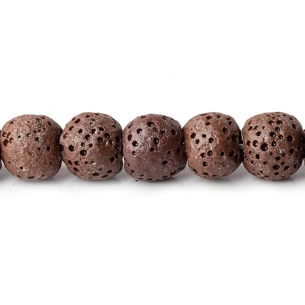 8mm Cocoa Brown White Lava Rock plain rounds 16 inch 51 beads - The Bead Traders