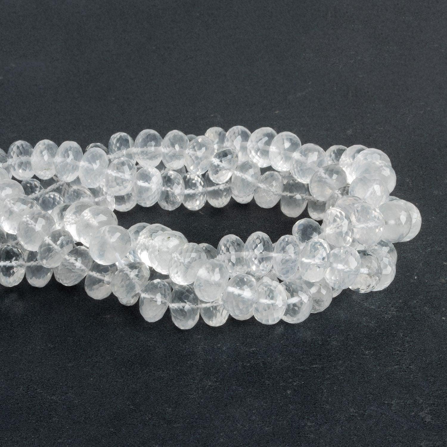 8mm Crystal Quartz Faceted Rondelles 14 inch 65 beads - The Bead Traders