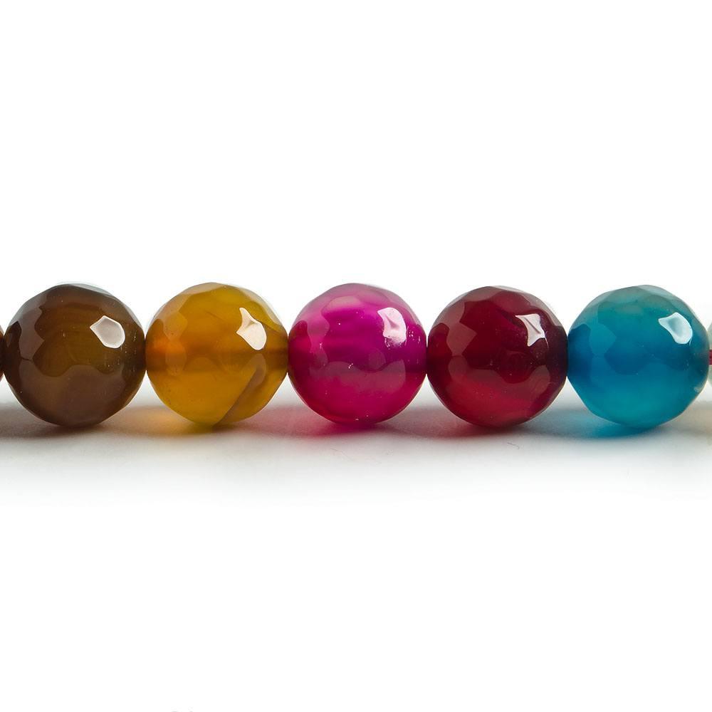 8mm Dark Multi Color Agate faceted round beads 14.5 inch 47 pieces - The Bead Traders