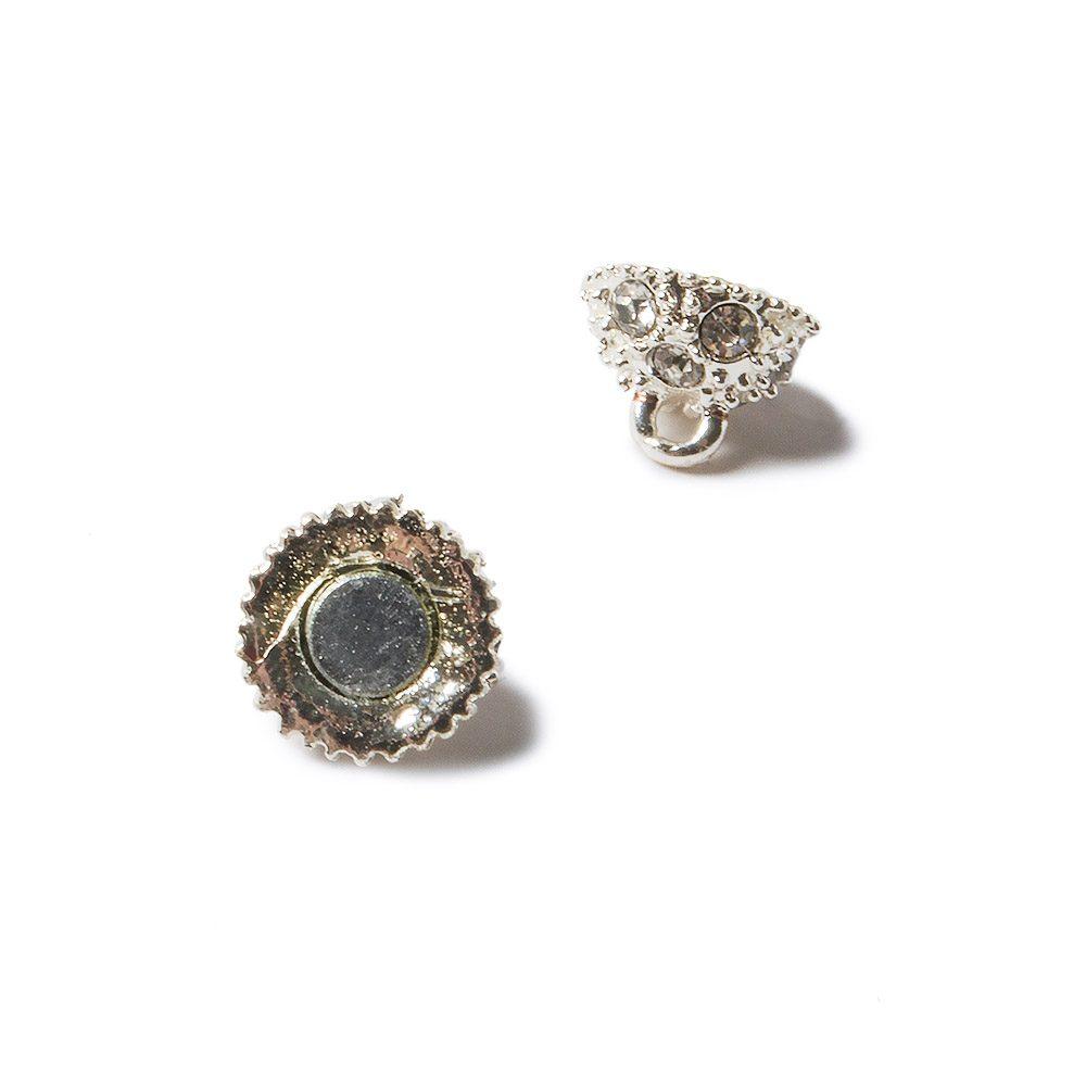 8mm diameter Colorless Crystal pave' Silvertone Magnetic Ball Clasp - The Bead Traders