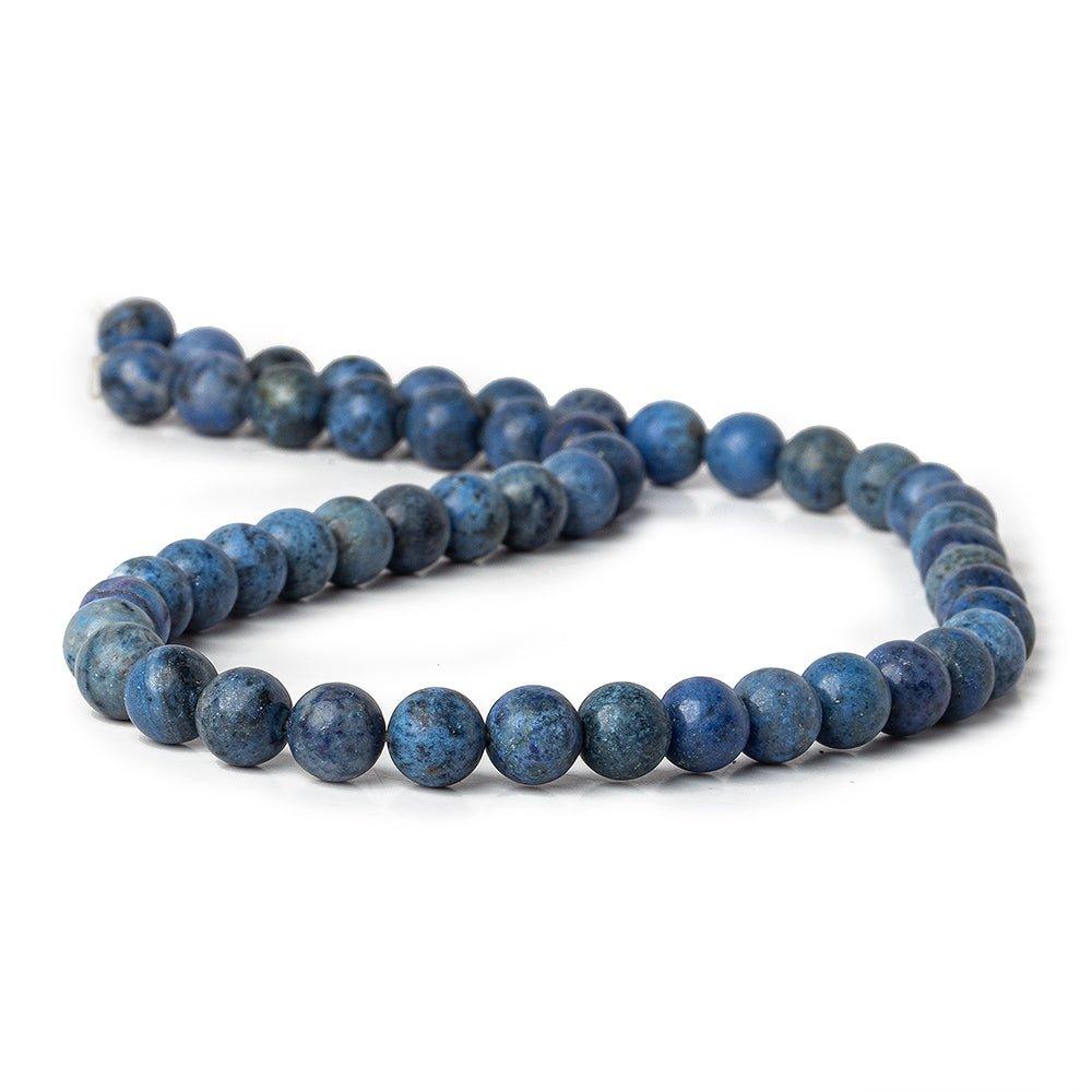 8mm Dumortierite Plain Round 1mm drill hole beads 15inch 46 pieces - The Bead Traders