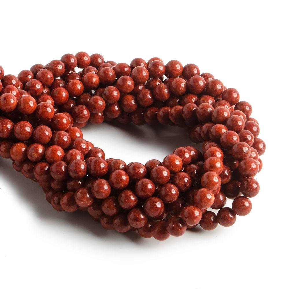 8mm Dyed Red Sponge Coral plain round beads 15.5 inch 48 pieces - The Bead Traders