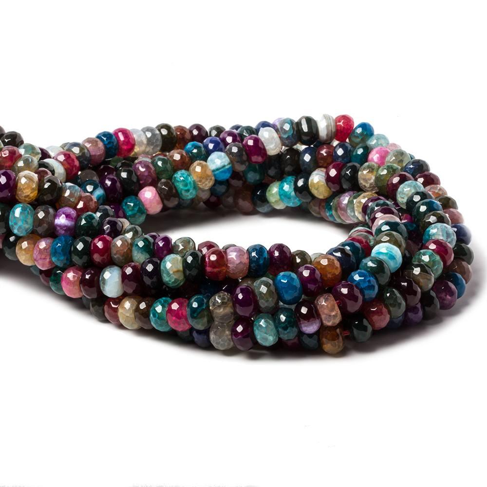 8mm Festive Multi Color Crackled Agate Faceted Rondelles 15.5 inch 75 beads - The Bead Traders