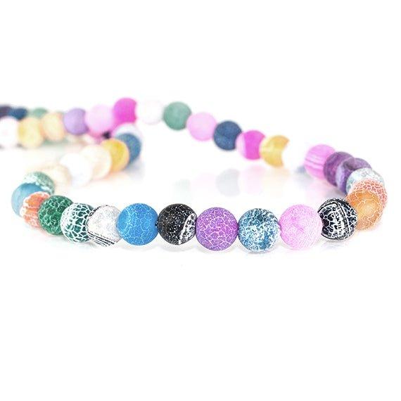 8mm Frosted Multi Color Agate plain round beads 15 inch 49 pieces - The Bead Traders