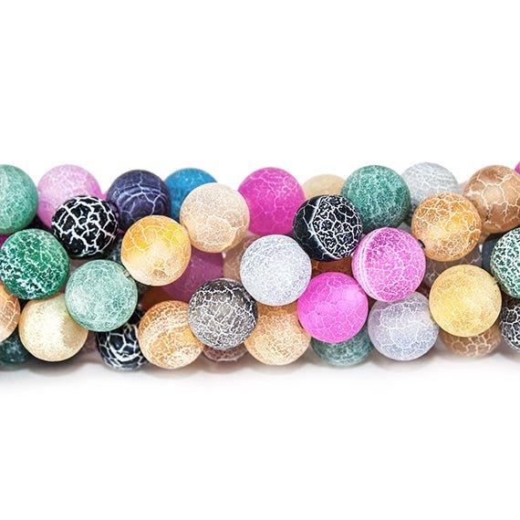 8mm Frosted Multi Color Agate plain round beads 15 inch 49 pieces - The Bead Traders