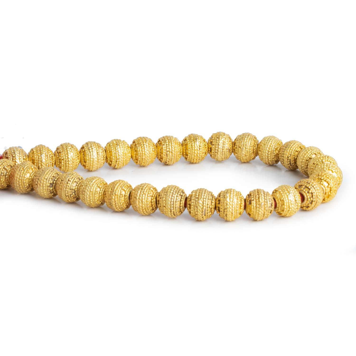 8mm Gold Plated Copper Ball Design Rounds 8 inch 24 beads - The Bead Traders