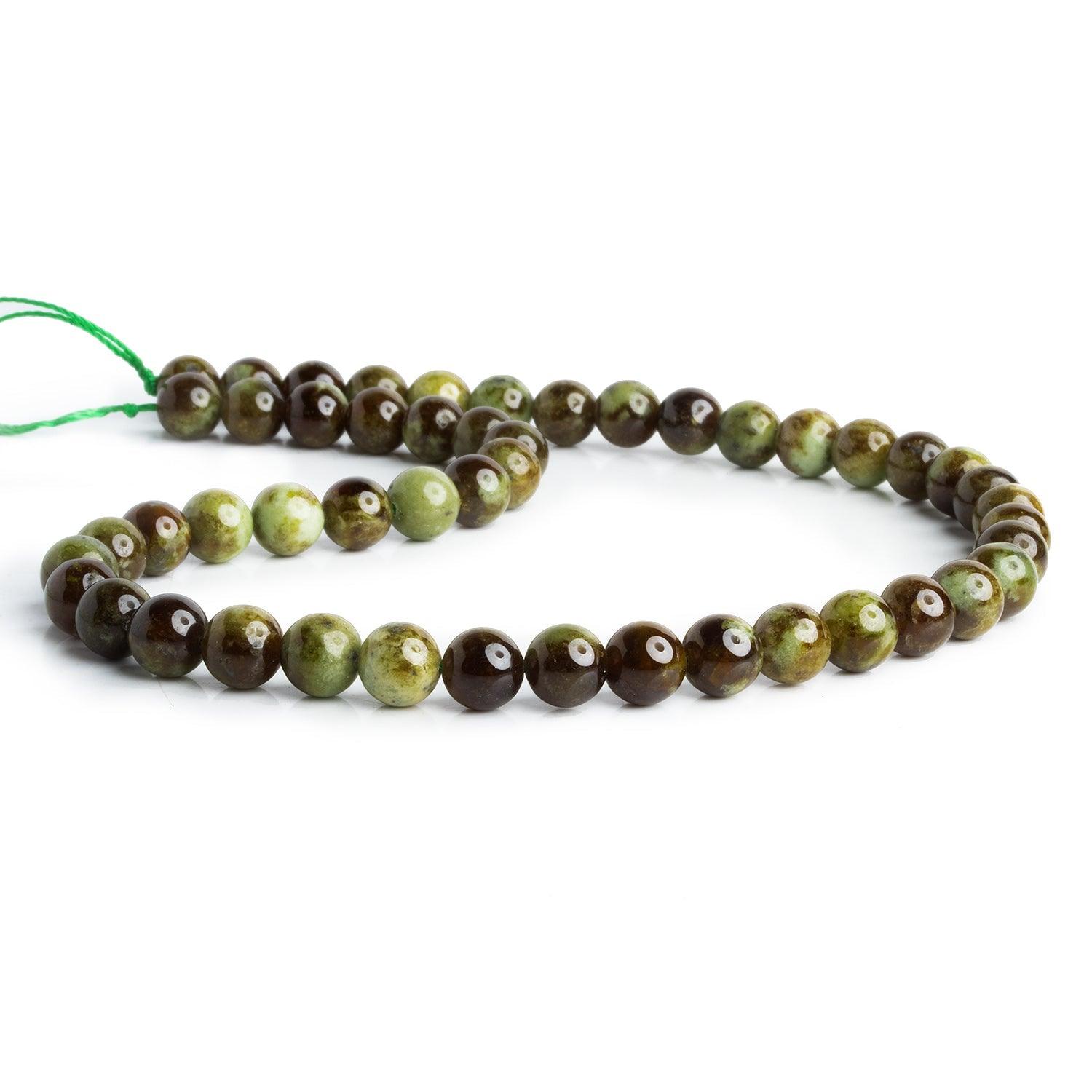 8mm Green Grossular Garnet Rounds 15 inch 45 beads - The Bead Traders