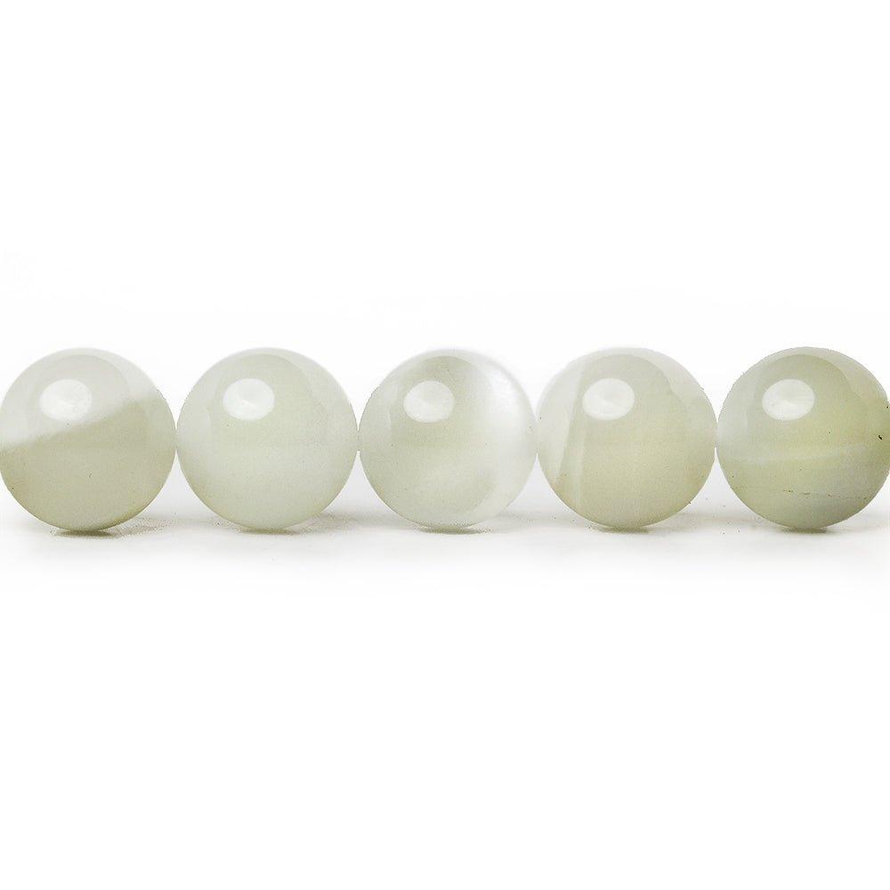 8mm Greyish White Moonstone plain rounds 48 beads 15 inch - The Bead Traders