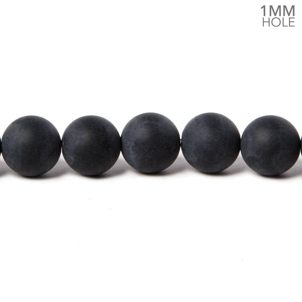 8mm Matte Black Onyx plain round beads 16 inch 48 pieces - The Bead Traders