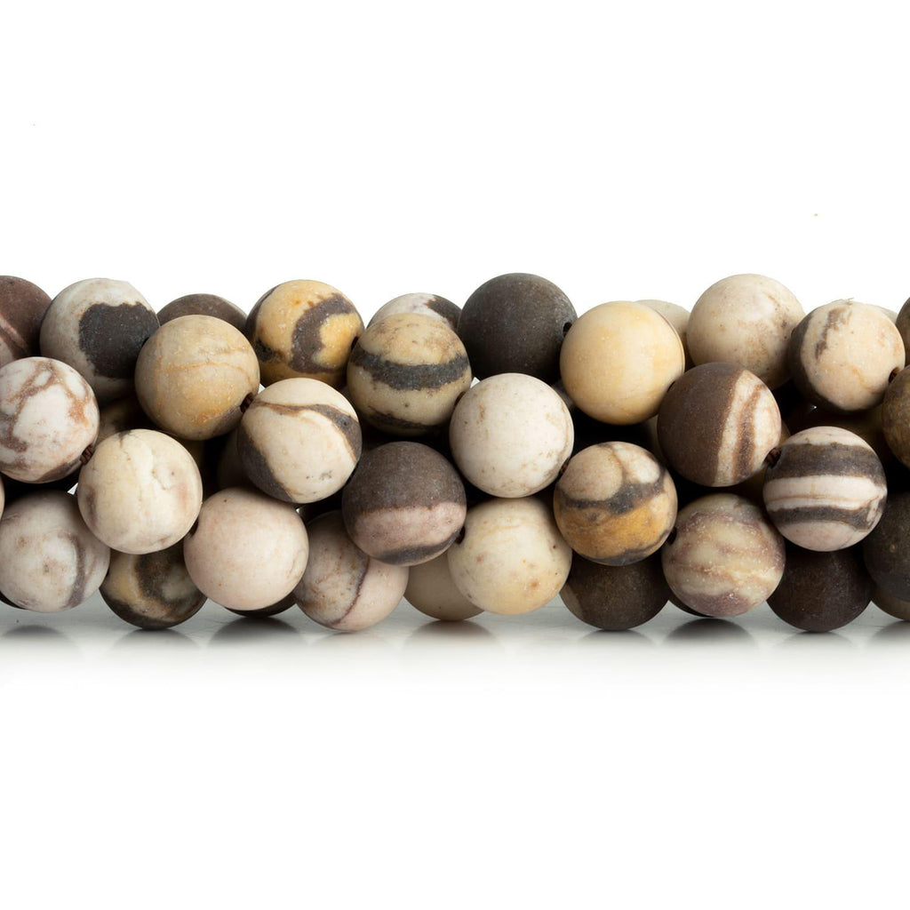 8mm Matte Brown Zebra Jasper Plain Rounds 15 inch 45 beads - The Bead Traders
