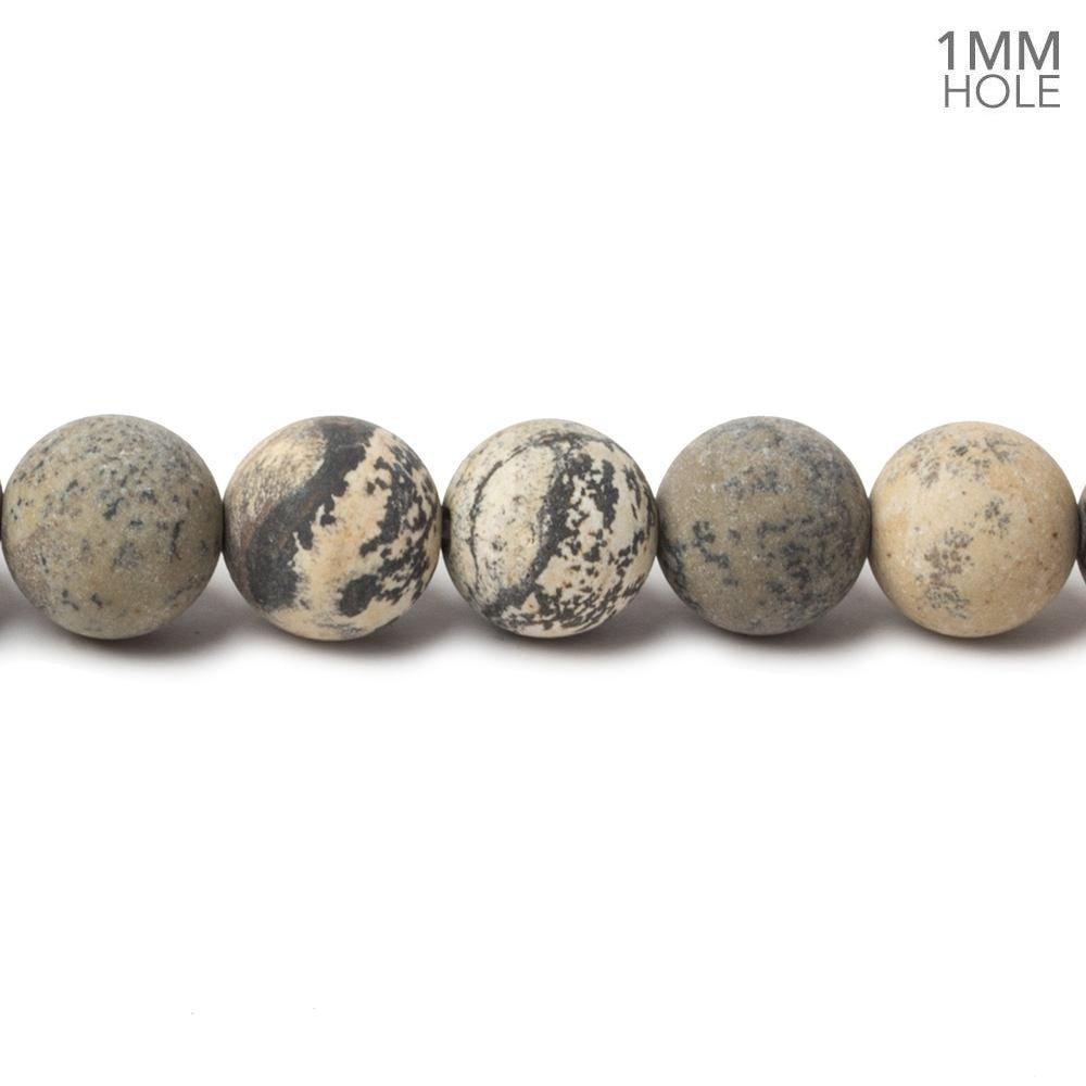 8mm Matte Chinese Painting Stone Jasper plain round beads 15 inch 50 pieces - The Bead Traders