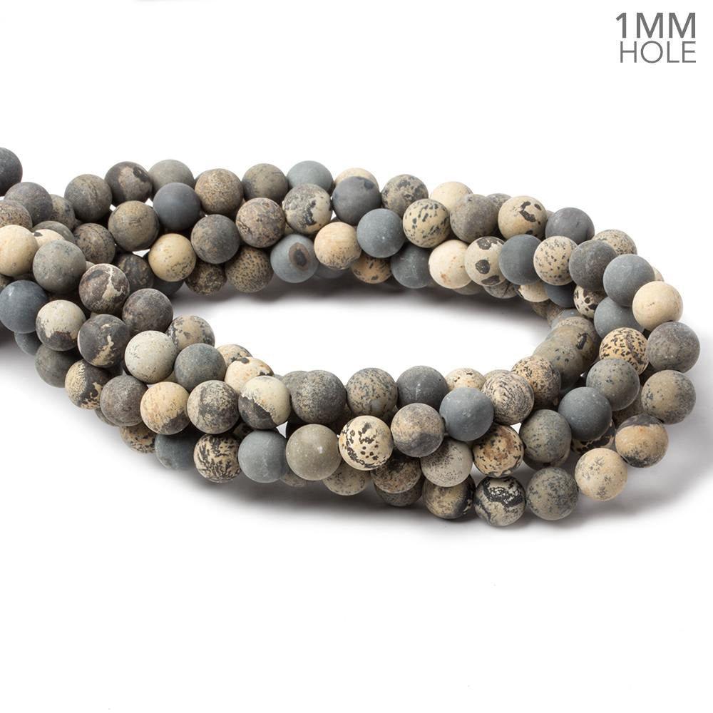 8mm Matte Chinese Painting Stone Jasper plain round beads 15 inch 50 pieces - The Bead Traders