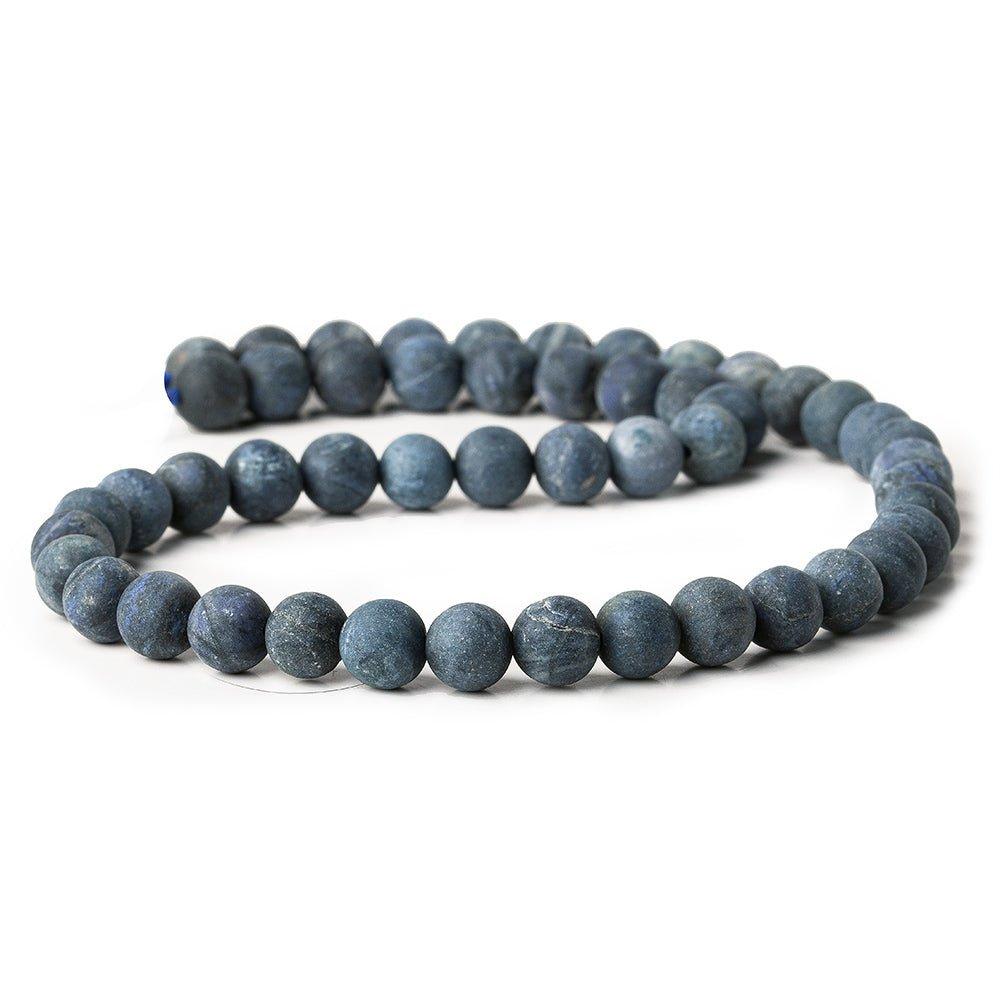 8mm Matte Dumortierite Plain Round 1mm drill hole beads 15inch 50 pieces - The Bead Traders
