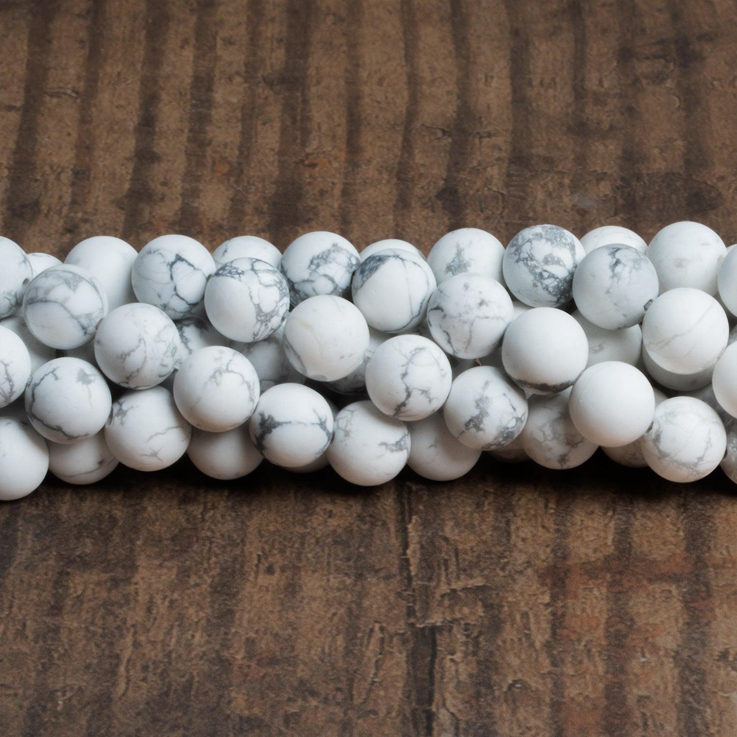 8mm Matte Howlite Plain Rounds 15 inch 44 beads - The Bead Traders
