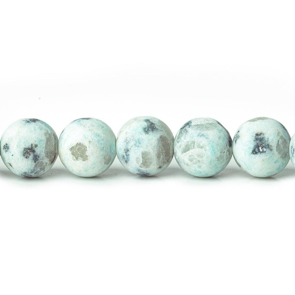 8mm Matte Lotus Dalmation Jasper plain rounds Large 1mm Hole 15 inch 45 beads - The Bead Traders
