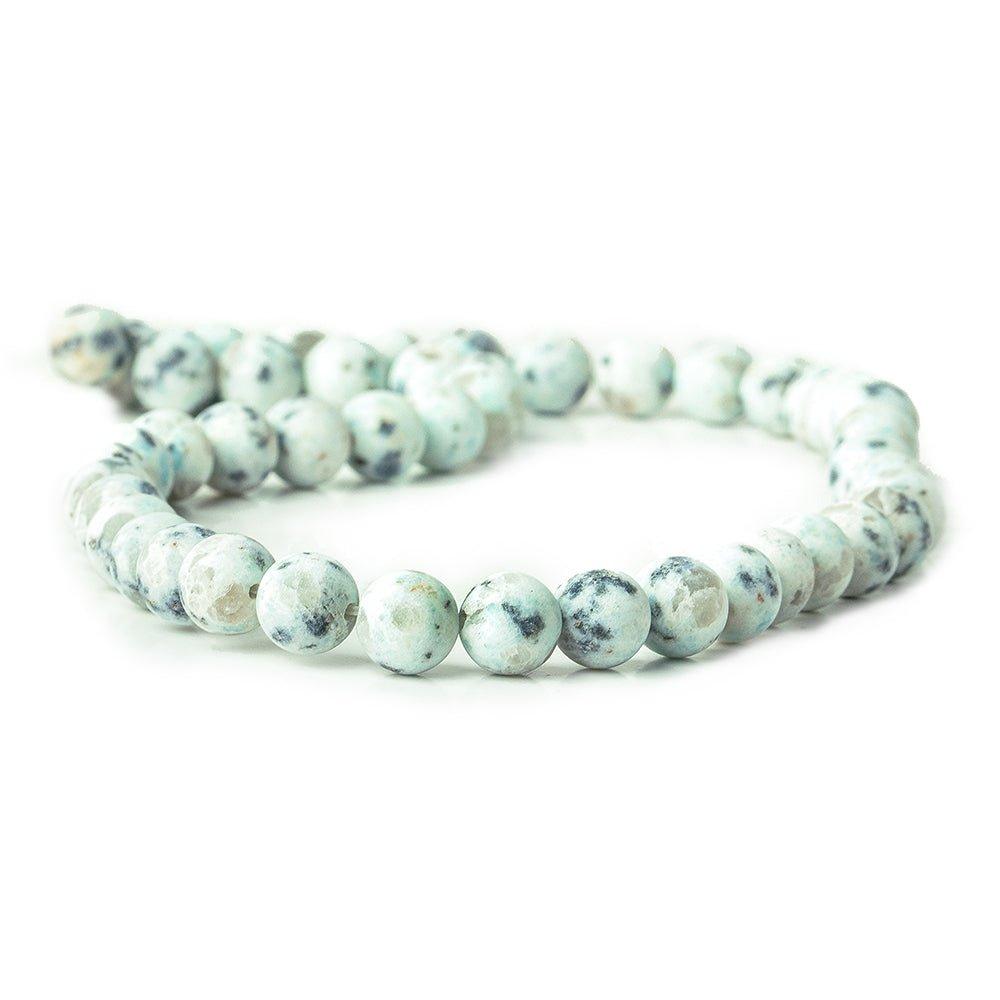 8mm Matte Lotus Dalmation Jasper plain rounds Large 1mm Hole 15 inch 45 beads - The Bead Traders